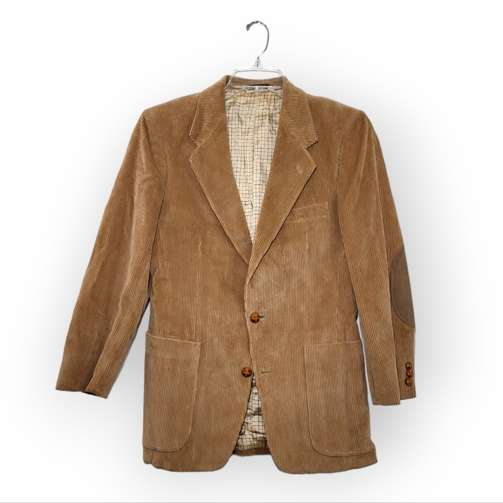 Bergamo Roma Vintage Corduroy Blazer Jacket Tan Brown